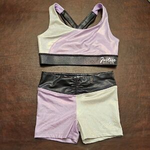 Justice Girls Sz 7/8 Gymnastics Athletic Shorts Set